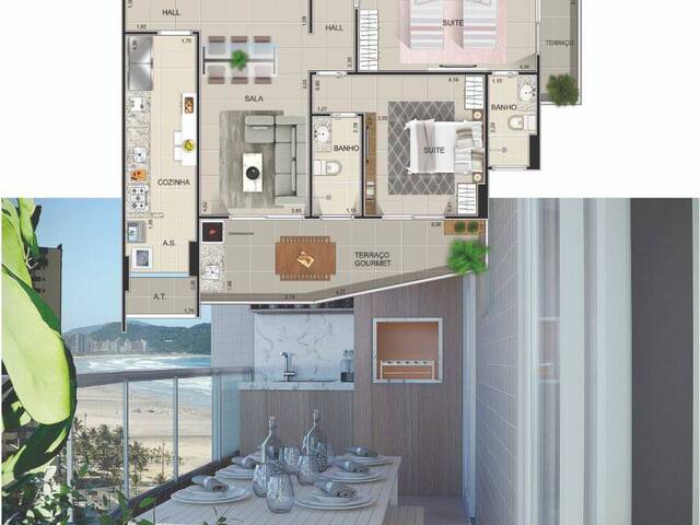 #6459 - Apartamento para Venda em Praia Grande - SP